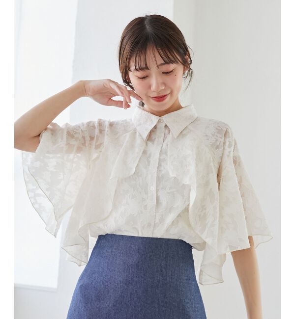  「シアーケープブラウス」|シャツ・ブラウス|