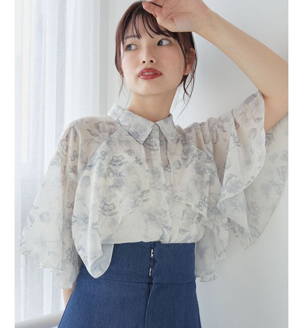  「シアーケープブラウス」|シャツ・ブラウス|