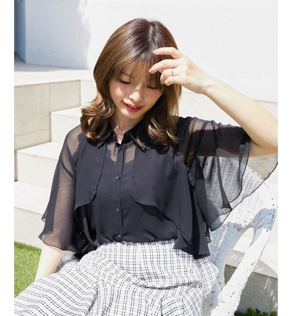  「シアーケープブラウス」|シャツ・ブラウス|