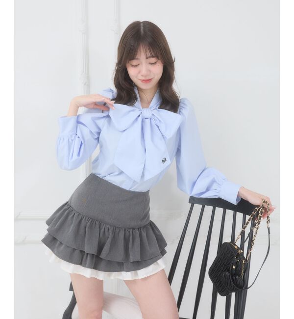  「バリエボウタイブラウス」|シャツ・ブラウス|ブルー