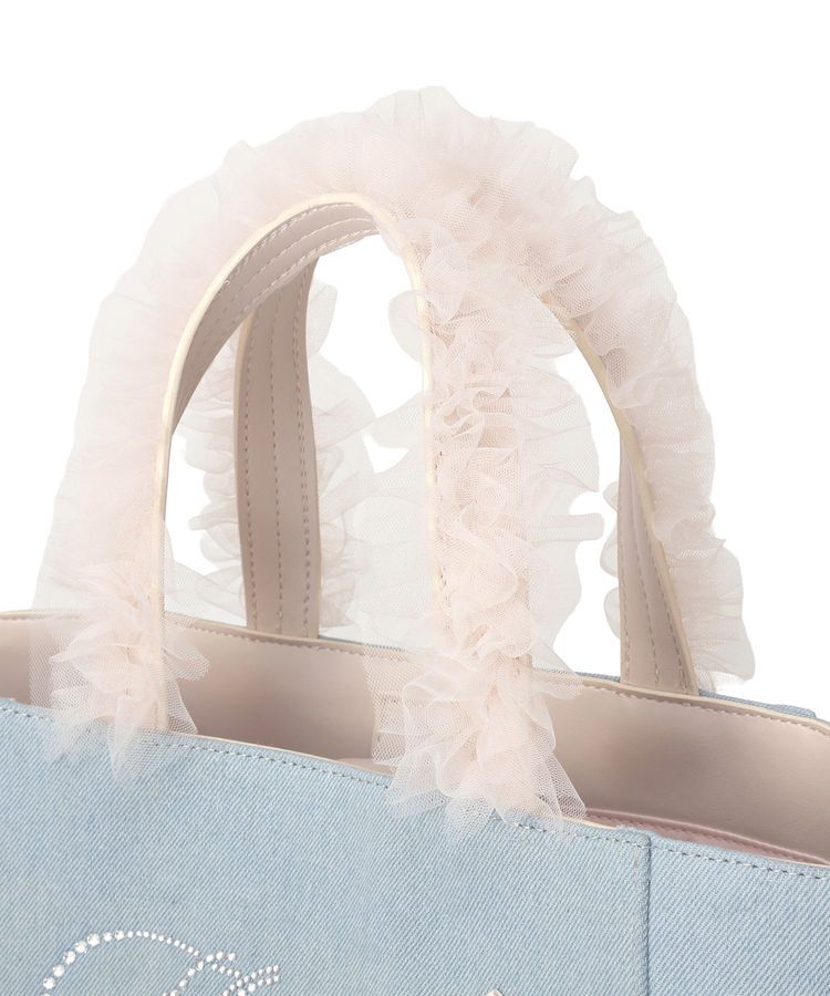 Maison de FLEUR「チュールハンドルラインストーンデニムトート」|トートバッグ|