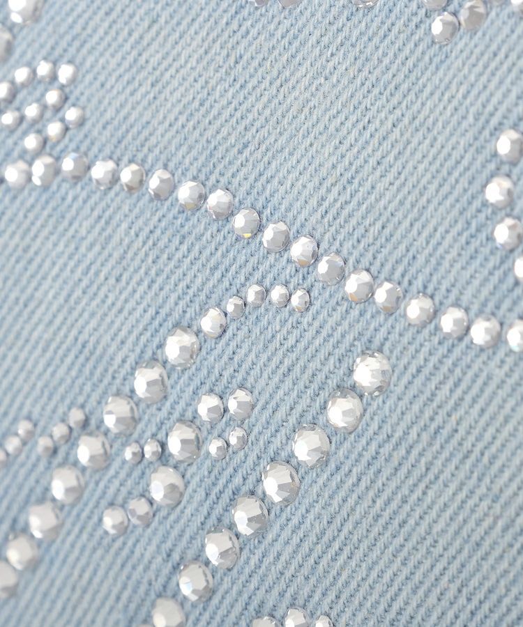 Maison de FLEUR「チュールハンドルラインストーンデニムトート」|トートバッグ|