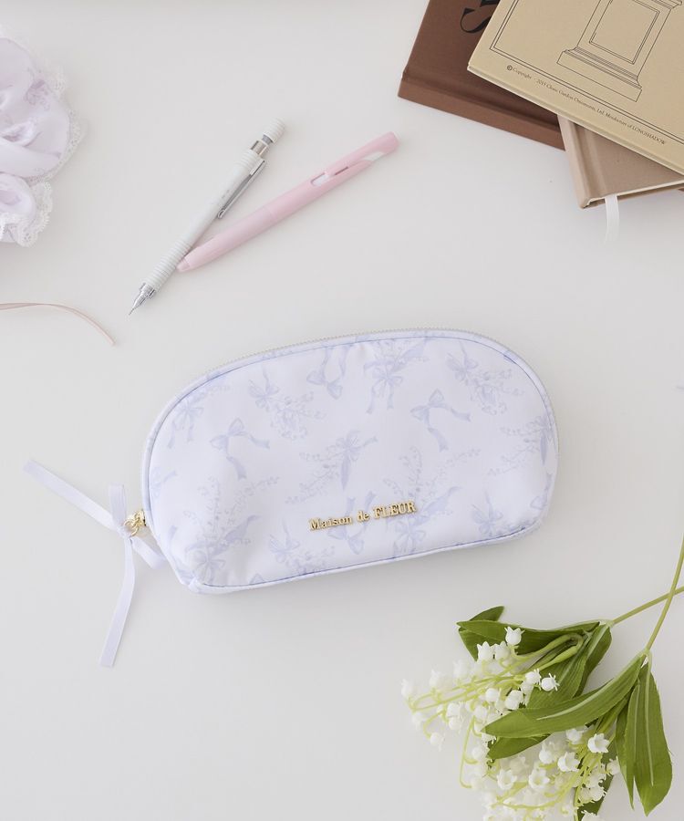 Maison de FLEUR「すずらんプリントロングポーチ」|ポーチ|グレイッシュブルー