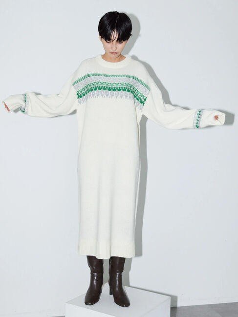  「ジャガードニットワンピース」|ワンピース|