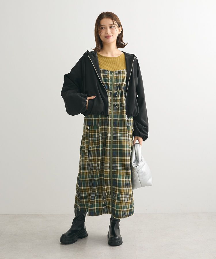 Green Parks「Zip チェックキャミワンピース」|ワンピース|
