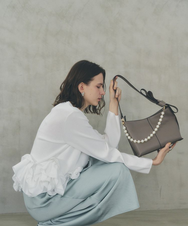 YECCA VECCA「パールチャーム付きリボンベルトバッグ」|ショルダー・メッセンジャー|