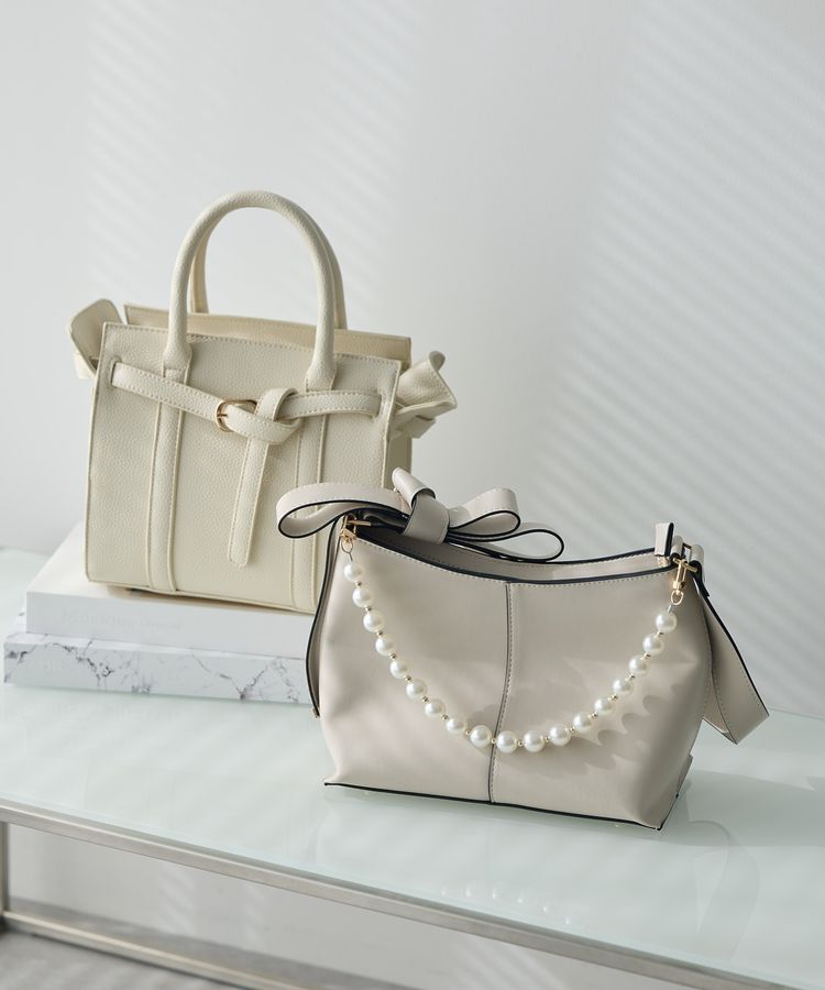 YECCA VECCA「パールチャーム付きリボンベルトバッグ」|ショルダー・メッセンジャー|