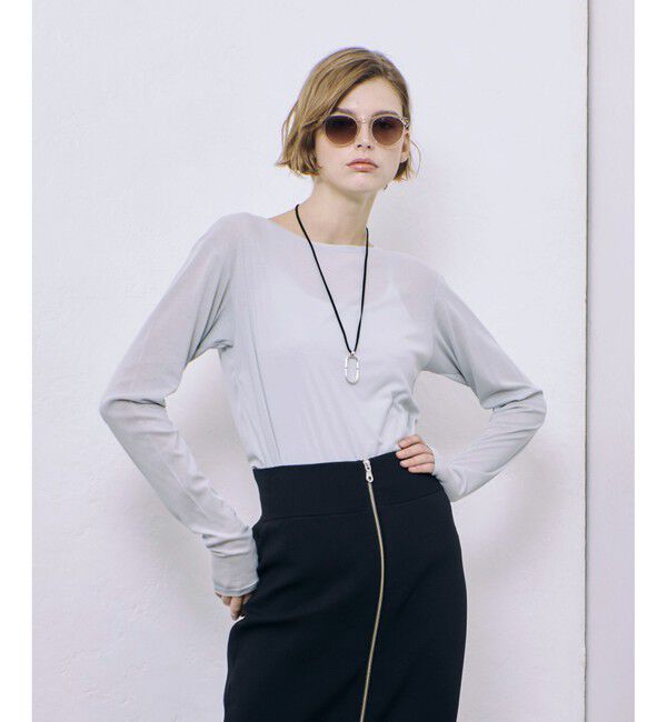 allureville「シアーフライスロングスリープルオーバー」|Tシャツ・カットソー|ライトグレー