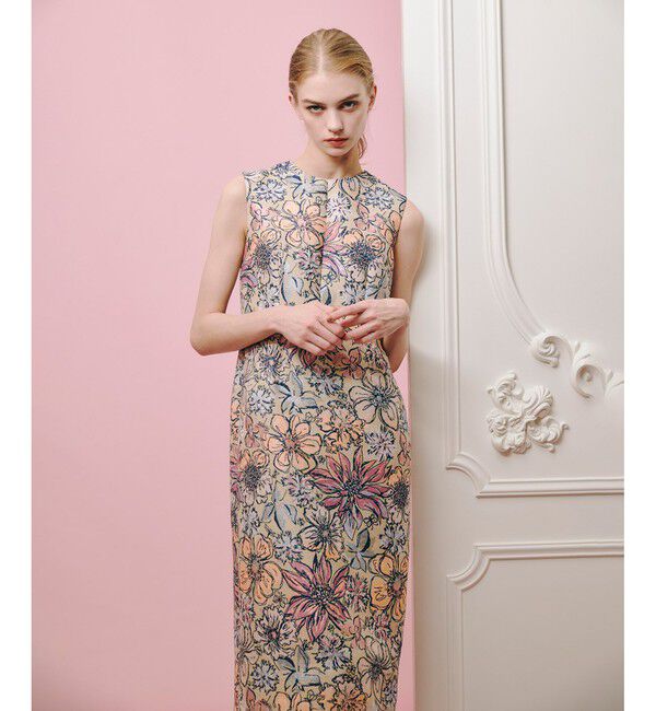 LOULOU WILLOUGHBY「【LOULOU WILLOUGHBY】MALHIAフラワージャガードノースリワンピース」|ワンピース|