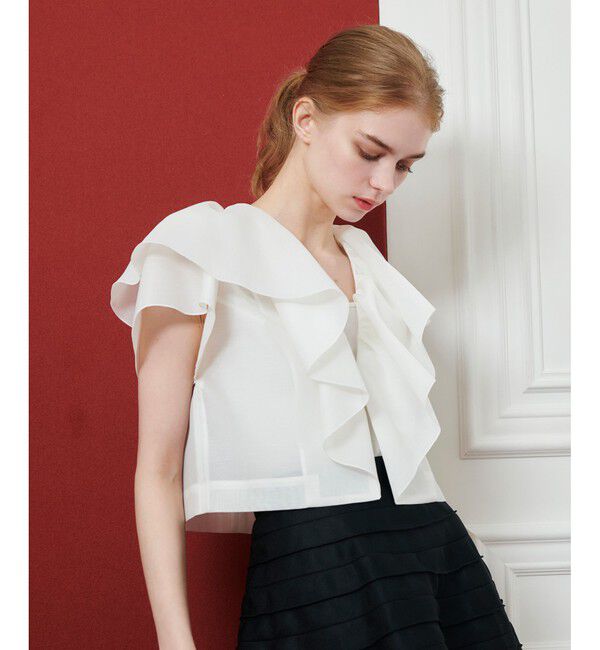 LOULOU WILLOUGHBY「【LOULOU WILLOUGHBY】オーガンジーフリルジャケット」|テーラードジャケット|