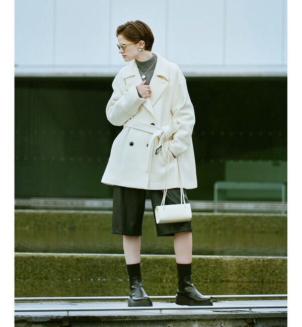 allureville「パイルメルトンデザインＰコート」|ピーコート|