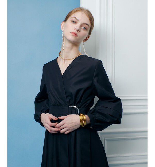 LOULOU WILLOUGHBY「【LOULOU WILLOUGHBY】バックルベルトカシュクールワンピース」|ワンピース|ブラック