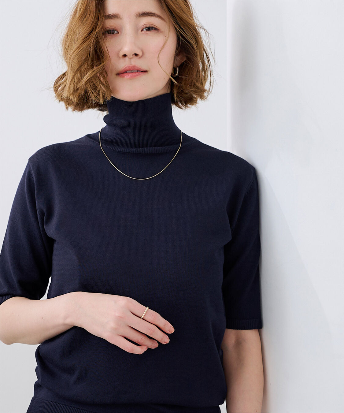 ur's「ハイネックハーフスリーブフィットニット」|ニット・セーター|