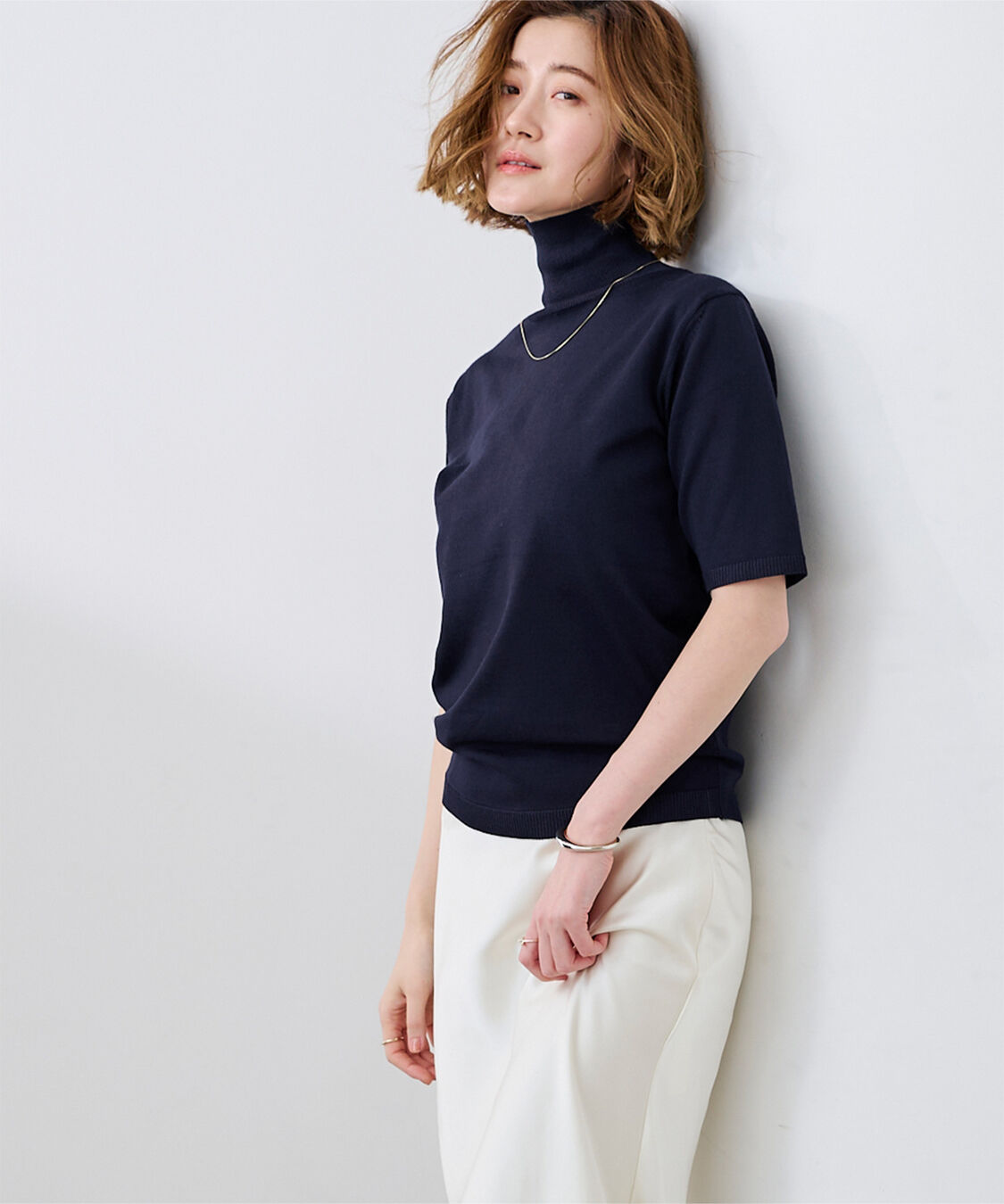 ur's「ハイネックハーフスリーブフィットニット」|ニット・セーター|