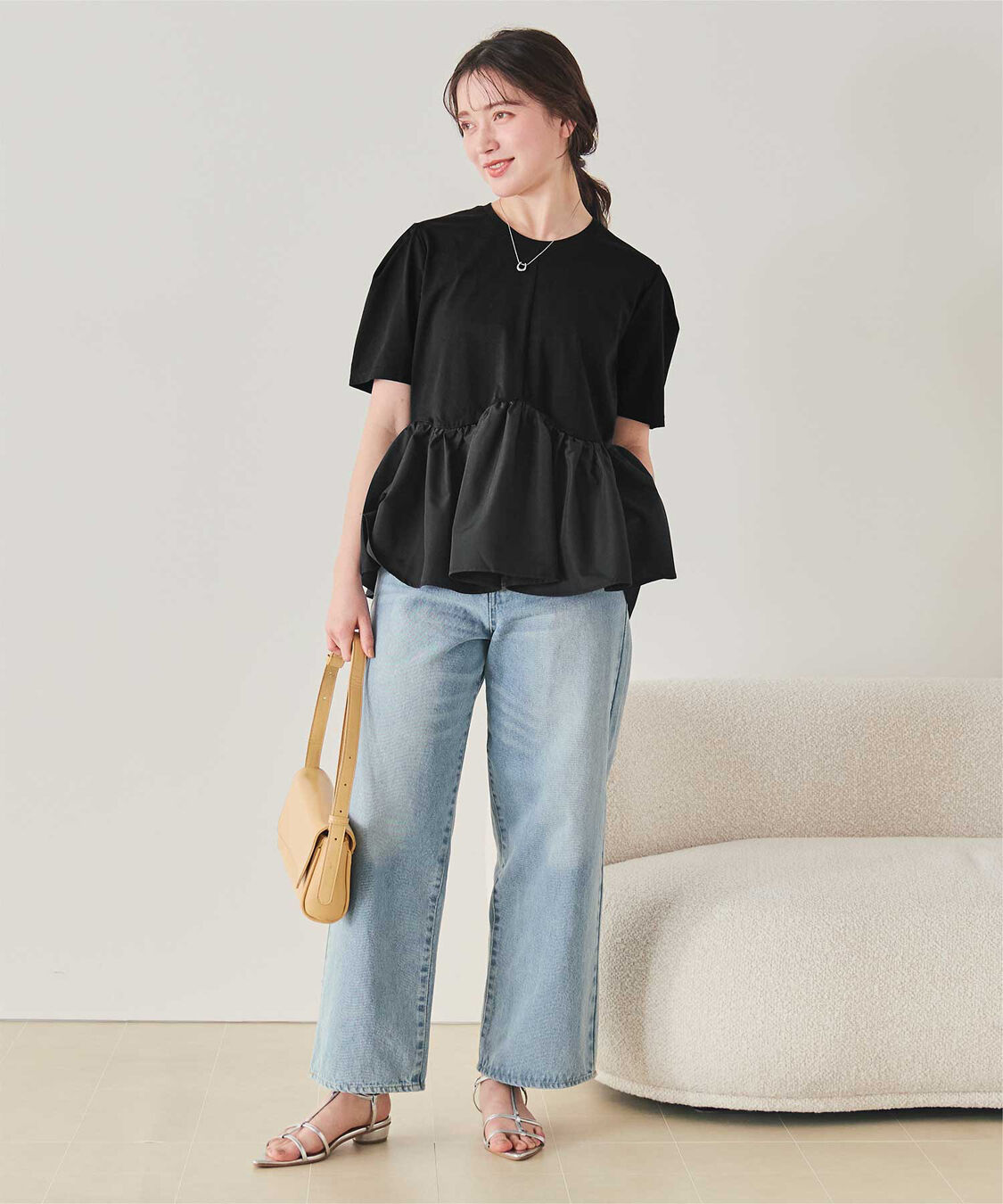 titivate「【サステナブル】カットソードッキングペプラムトップス」|Tシャツ・カットソー|