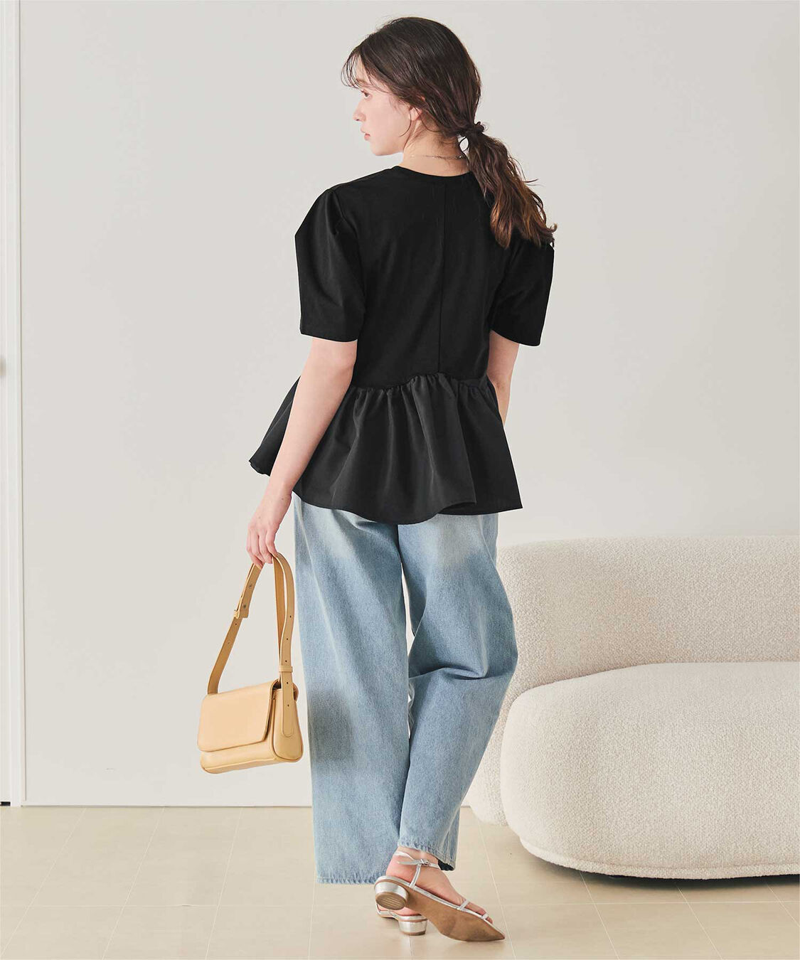 titivate「【サステナブル】カットソードッキングペプラムトップス」|Tシャツ・カットソー|