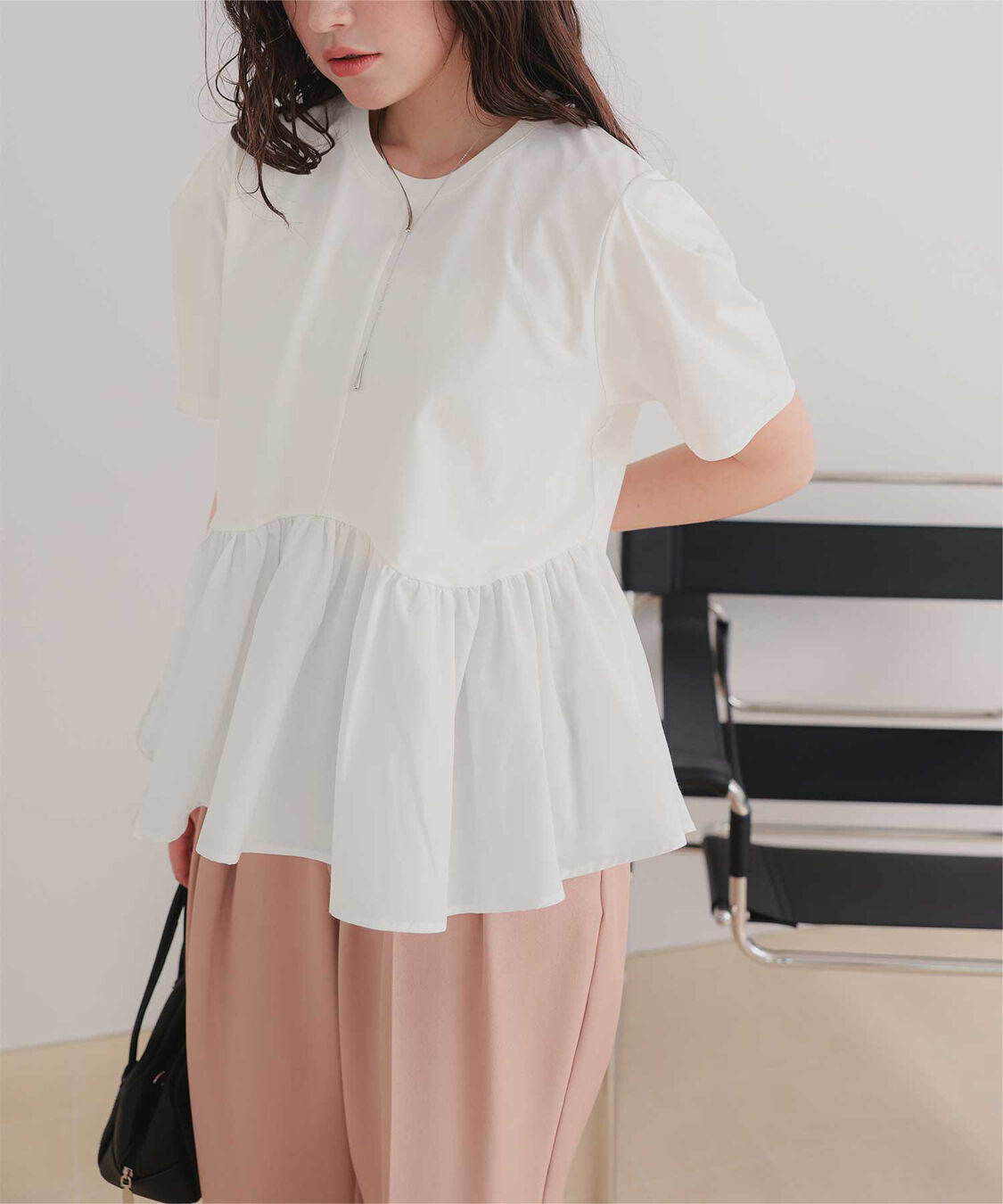 titivate「【サステナブル】カットソードッキングペプラムトップス」|Tシャツ・カットソー|