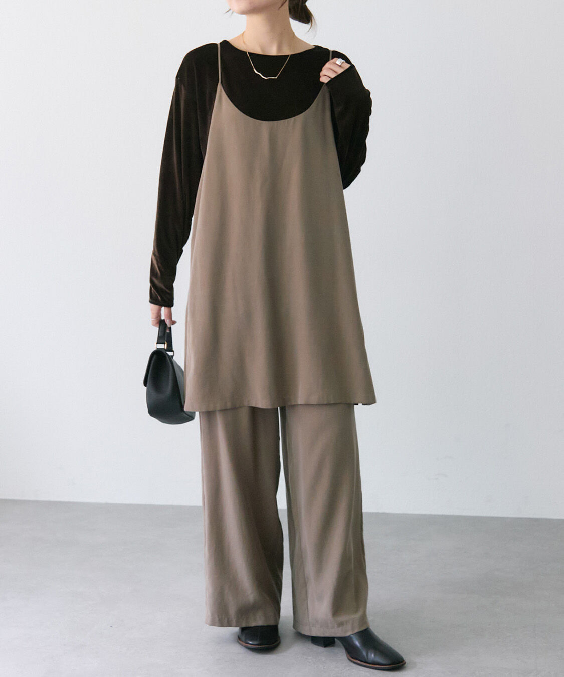  「【着回し力◎/セットアイテム】ソフトツイルキャミチュニック+パンツセット」|その他|