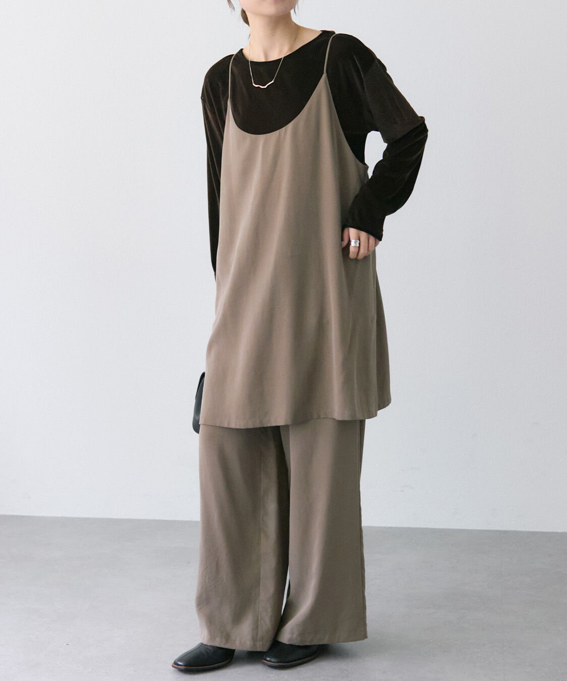  「【着回し力◎/セットアイテム】ソフトツイルキャミチュニック+パンツセット」|その他|