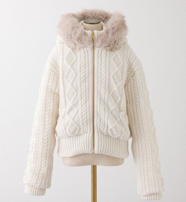  「ケーブルニット中綿ブルゾン」|ダウンベスト・ベスト|