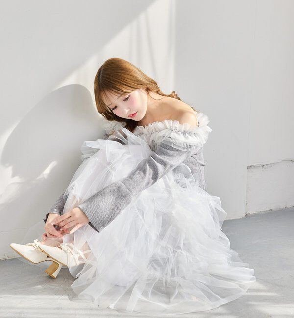  「チュールフリルオフショルニット」|ニット・セーター|