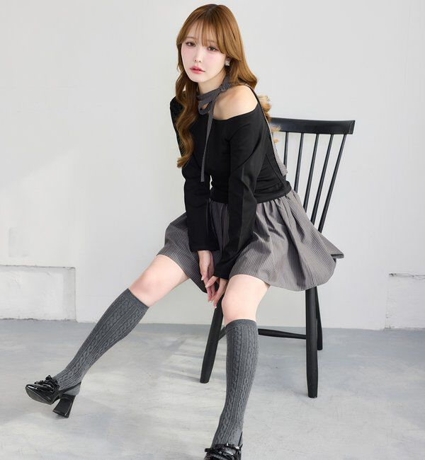  「リボンタイ／ワンショルカットトップス」|プルオーバー|