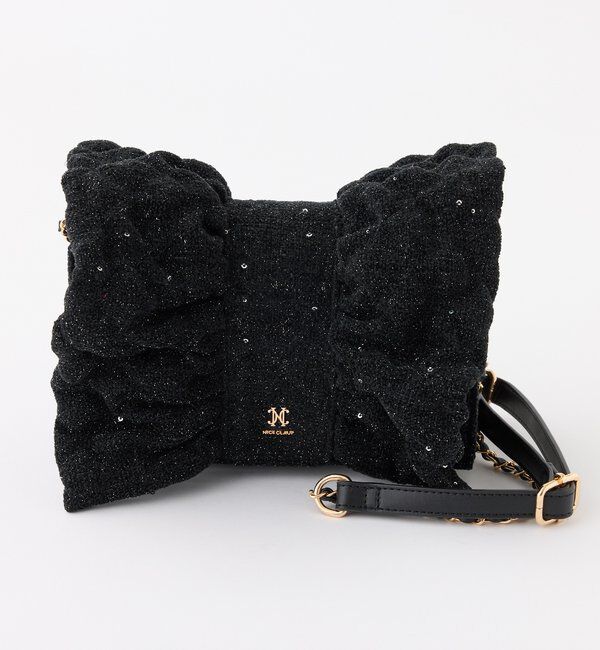  「リボンキルティングショルダーバッグ」|ショルダー・メッセンジャー|ブラック