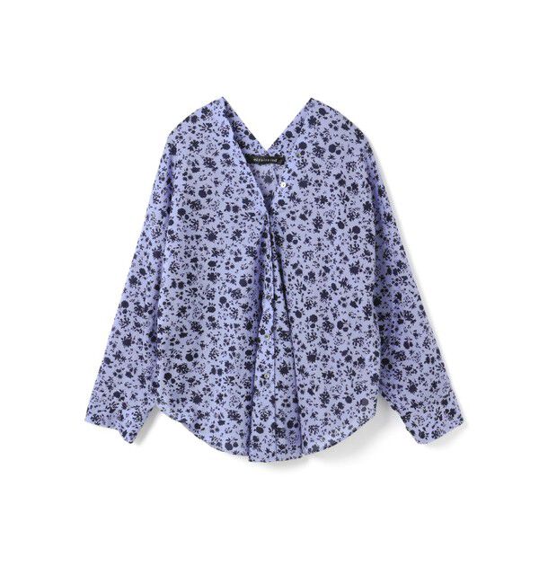 mizuiro ind「mizuiro ind スモールフラワーVネックシャツ」|シャツ・ブラウス|サックス