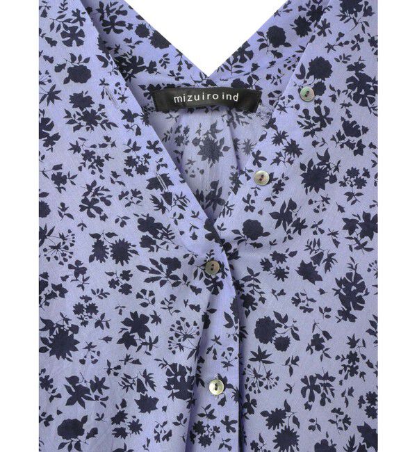 mizuiro ind「mizuiro ind スモールフラワーVネックシャツ」|シャツ・ブラウス|
