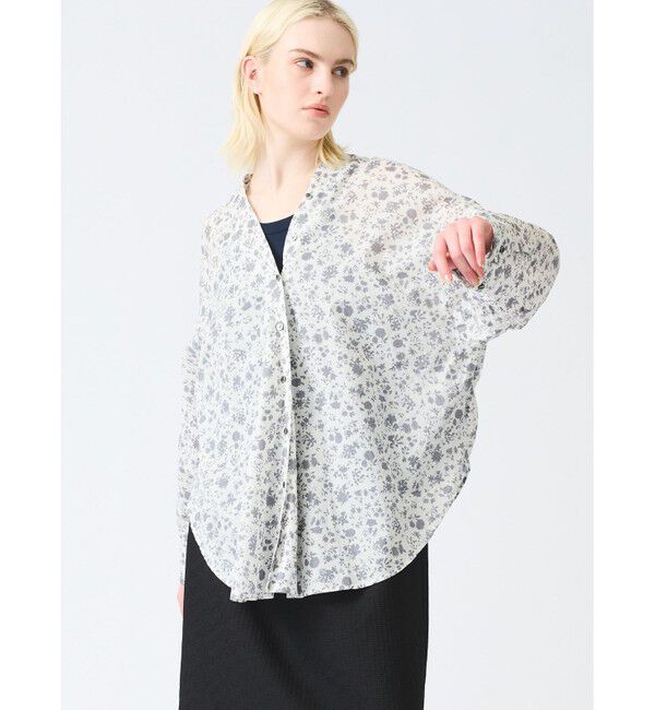 mizuiro ind「mizuiro ind スモールフラワーVネックシャツ」|シャツ・ブラウス|