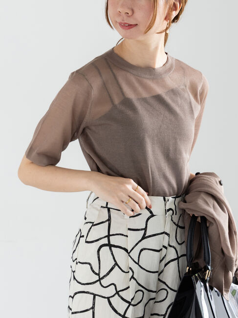 Te chichi「Levita14Gハーフスリーブプルオーバー」|ニット・セーター|ブラウン