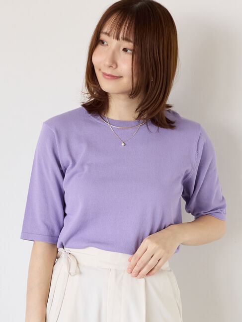 Te chichi TERRASSE「【抗菌防臭】ハーフスリーブニット」|ニット・セーター|パープル