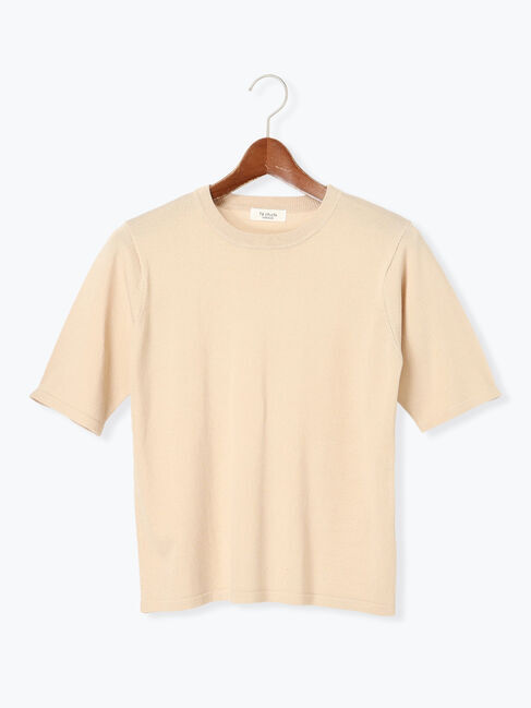 Te chichi TERRASSE「【抗菌防臭】ハーフスリーブニット」|ニット・セーター|ベージュ