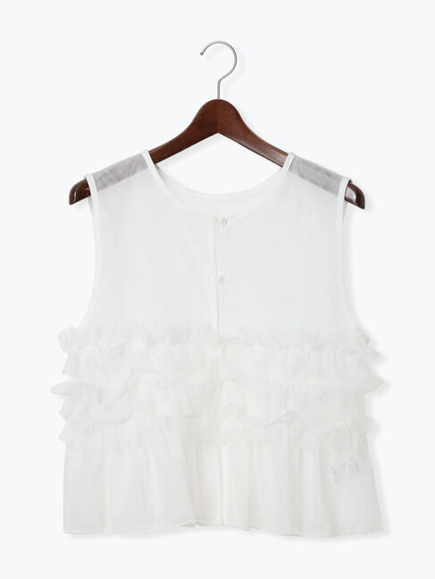 Te chichi TERRASSE「シアー重ねフリルベスト」|シャツ・ブラウス|オフホワイト