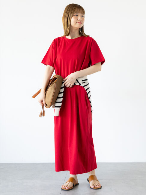 Lugnoncure「半袖カットワンピース」|ワンピース|レッド