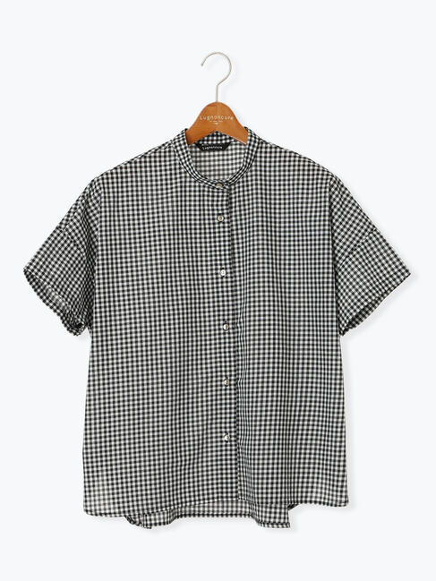 Lugnoncure「【イージーケア】無地/柄アソート金釦バンドカラーシャツ」|シャツ・ブラウス|