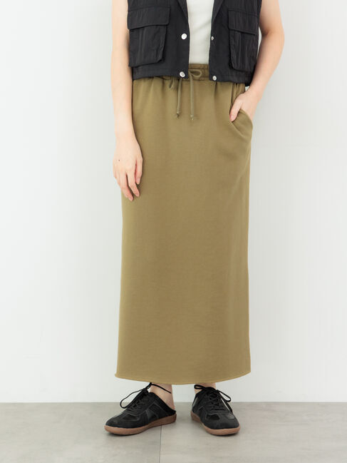 Te chichi TERRASSE「裏毛カットタイトスカート」|スカート|カーキ