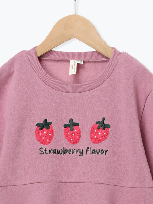 Samansa Mos2 Lagom「いちごさがら刺繍裏起毛トレーナー」|Tシャツ・カットソー|