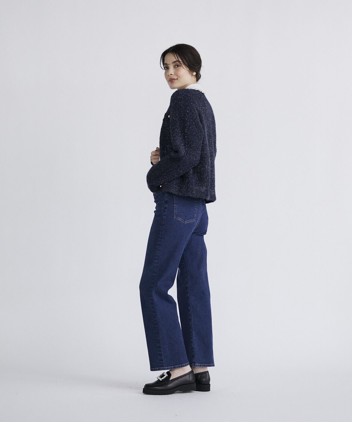 Maglie le cassetto「《大きいサイズ》ハイウエストセミワイドジーンズ《Maglie Jeans》」|デニム|