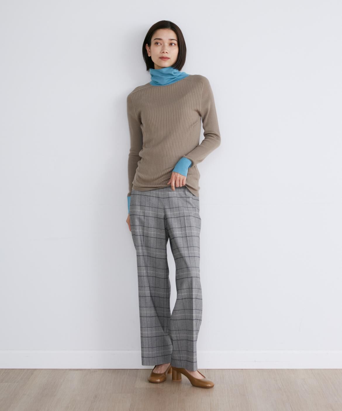 INED「Aimeeウール混美脚ワイドパンツ」|スラックス|