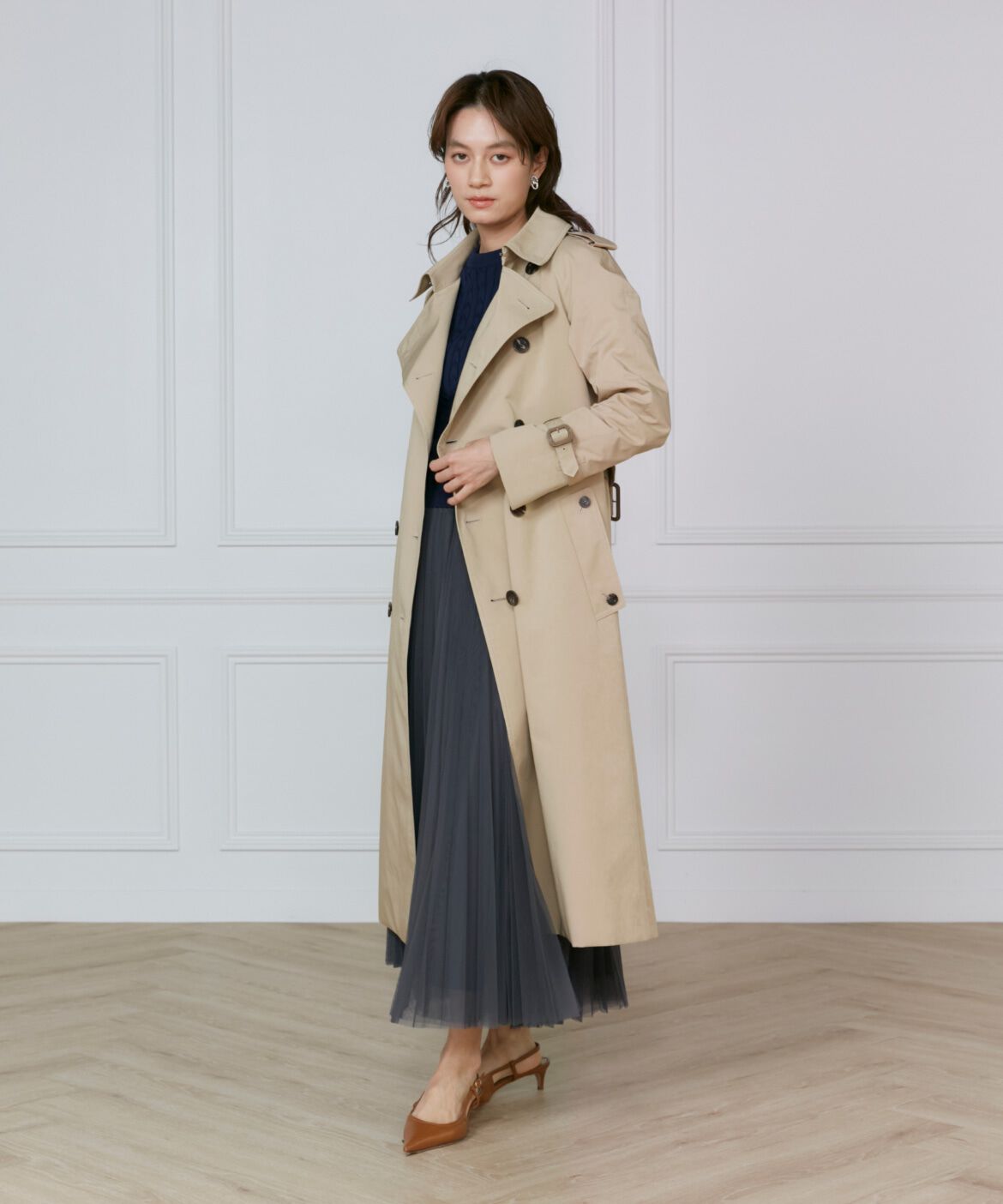 INED「《大きいサイズ》ケーブルニット」|ニット・セーター|