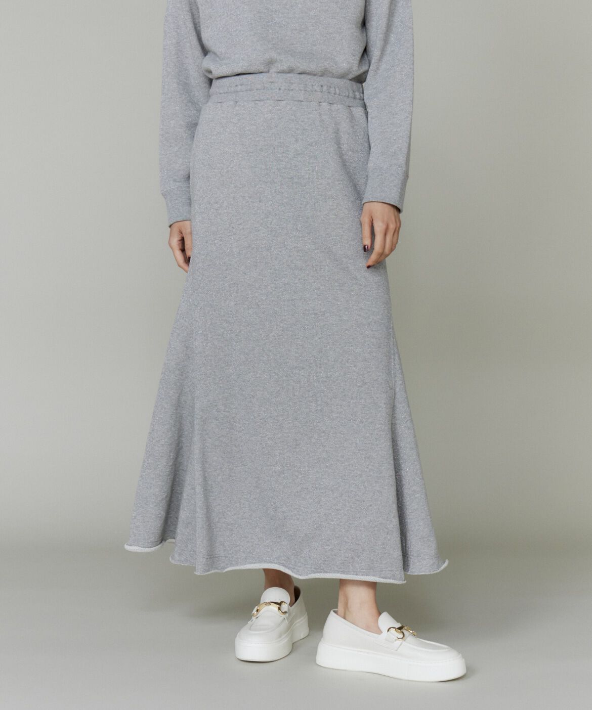 INED「ラメ裏毛スカート《YVON》」|スカート|グレー1