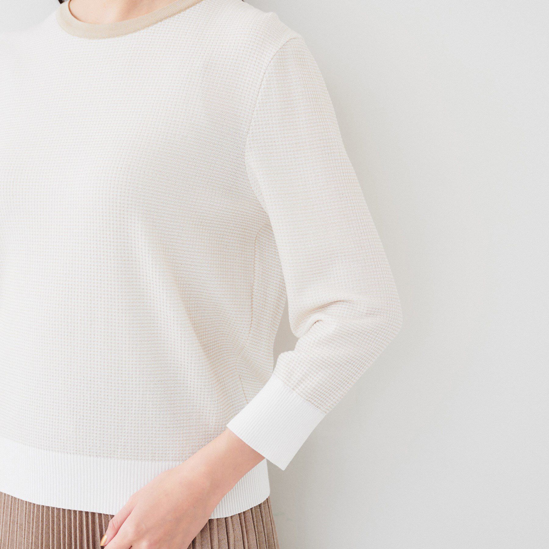 UNTITLED「【配色カラー/アンサンブル可能】きれいめ七分袖ニット」|ニット・セーター|