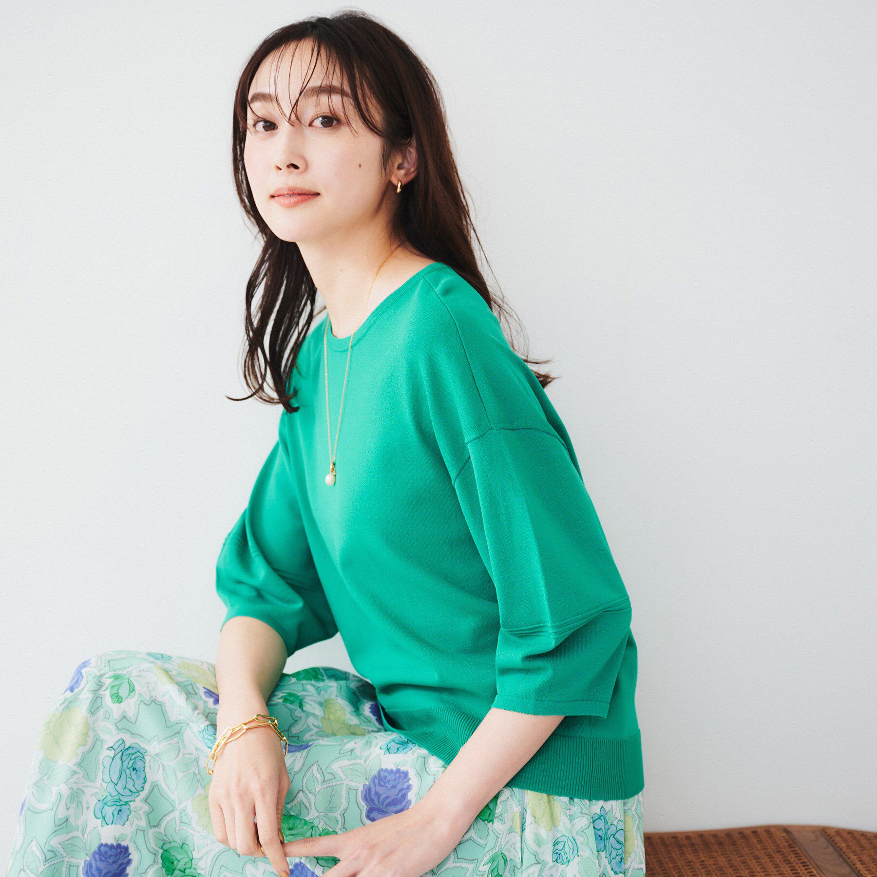 UNTITLED「【袖コンシャス/着映え/六分袖】ランタンスリーブニット」|ニット・セーター|