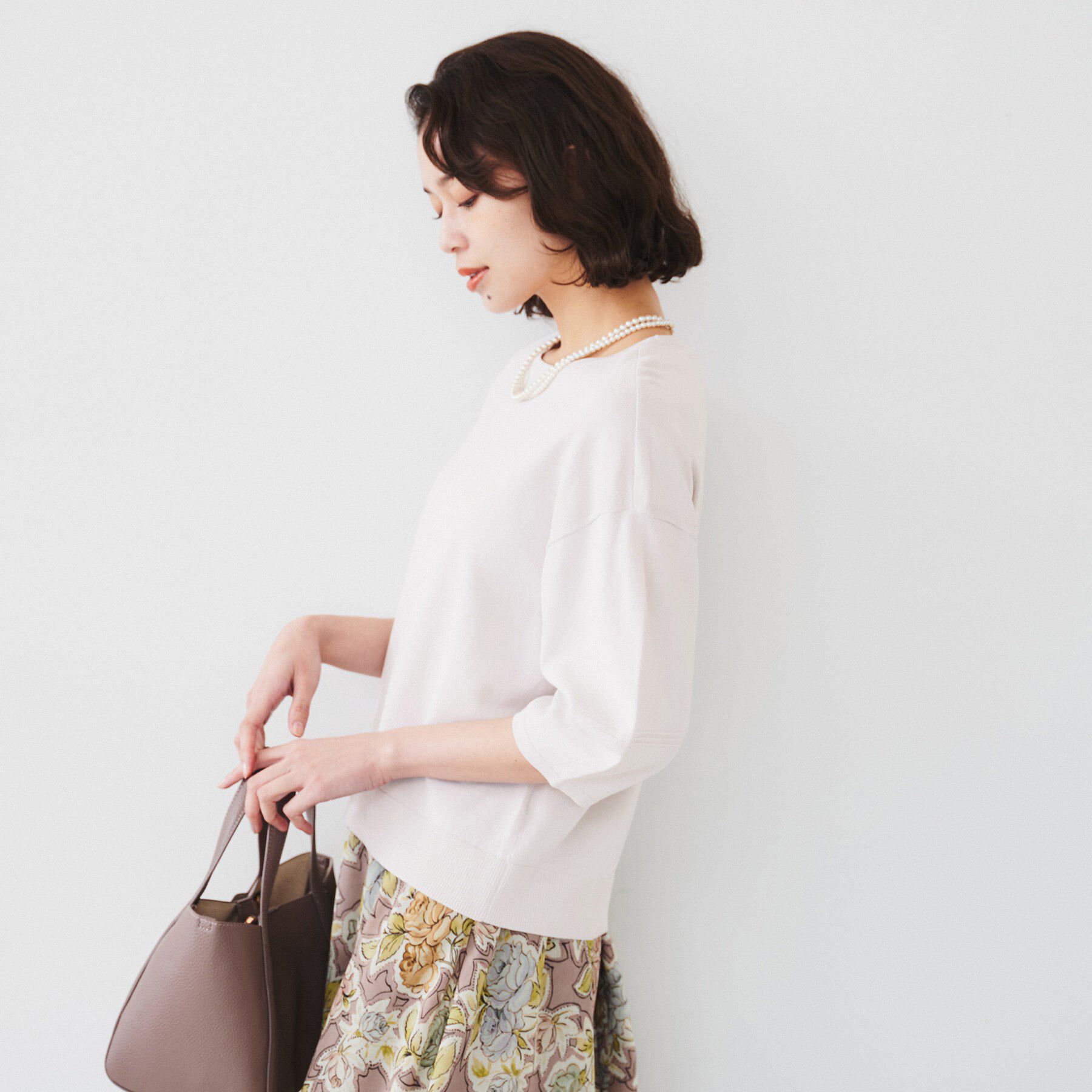 UNTITLED「【袖コンシャス/着映え/六分袖】ランタンスリーブニット」|ニット・セーター|