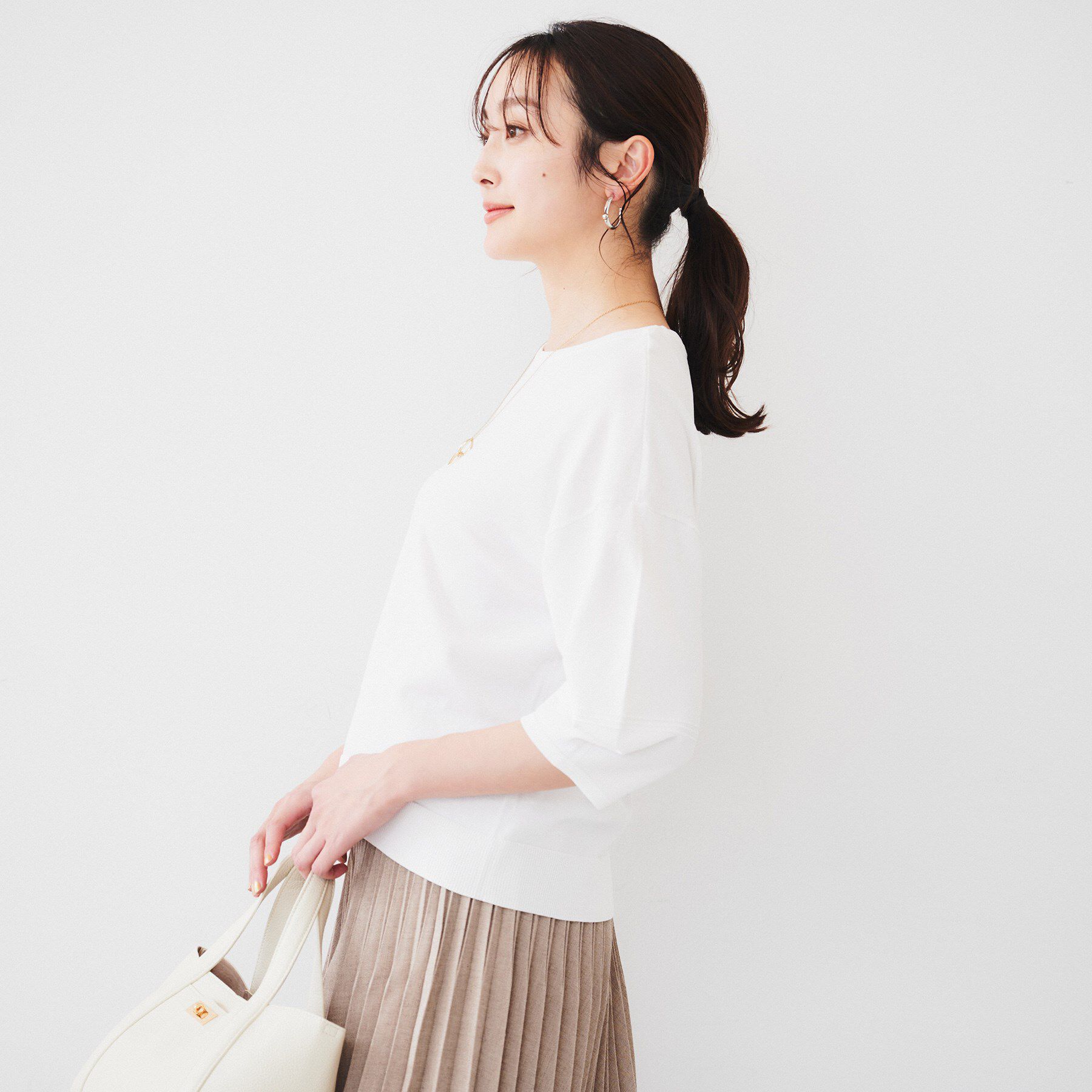 UNTITLED「【袖コンシャス/着映え/六分袖】ランタンスリーブニット」|ニット・セーター|