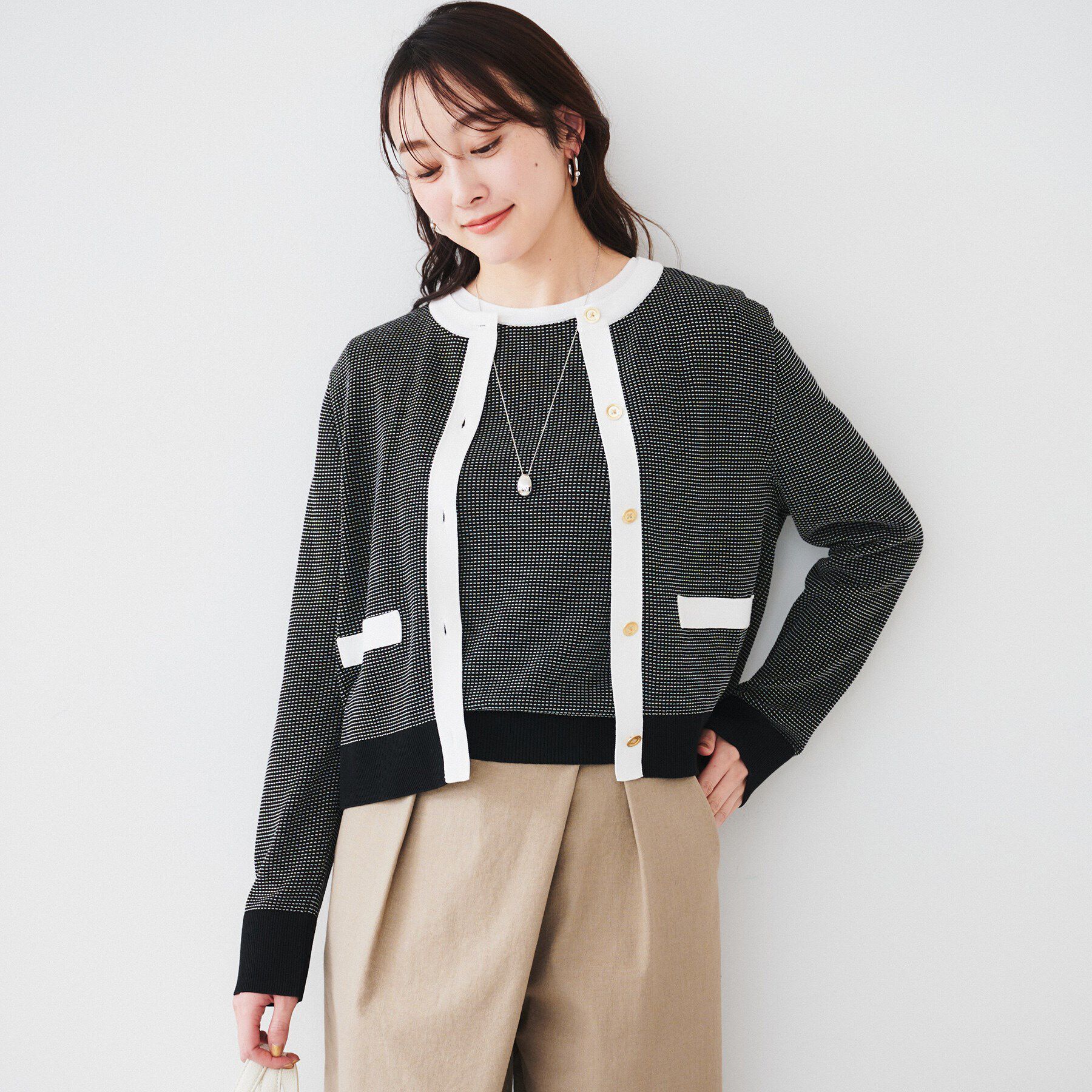 UNTITLED「【配色カラー/アンサンブル可能】キレイめ カーディガンニット」|カーディガン|