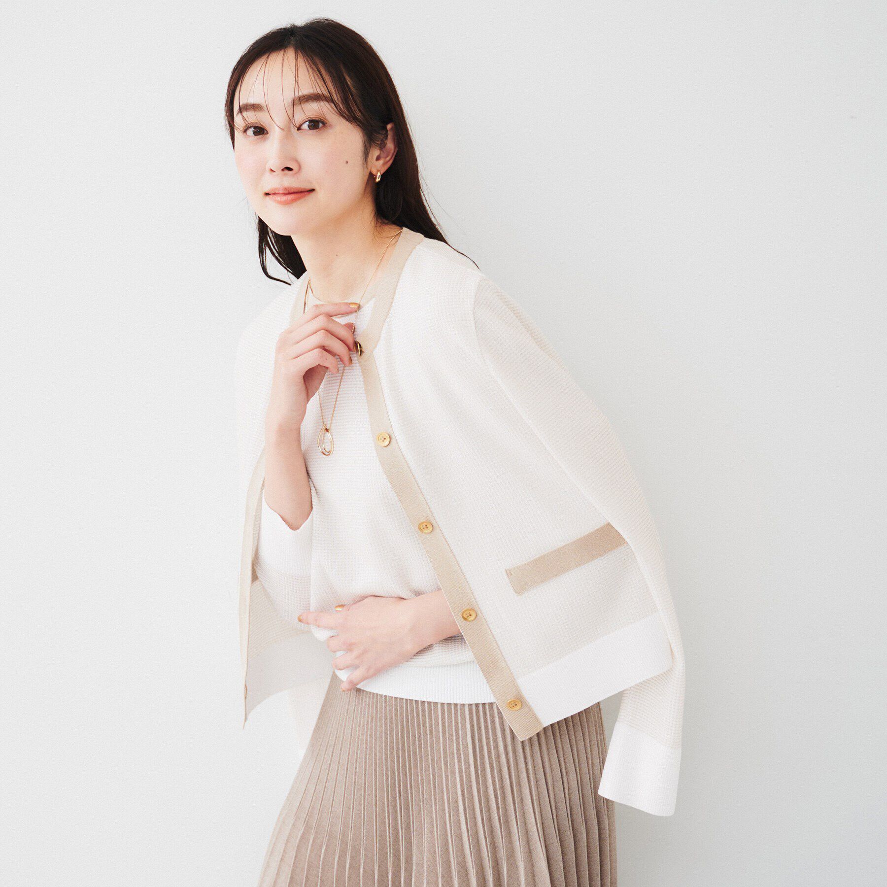 UNTITLED「【配色カラー/アンサンブル可能】キレイめ カーディガンニット」|カーディガン|