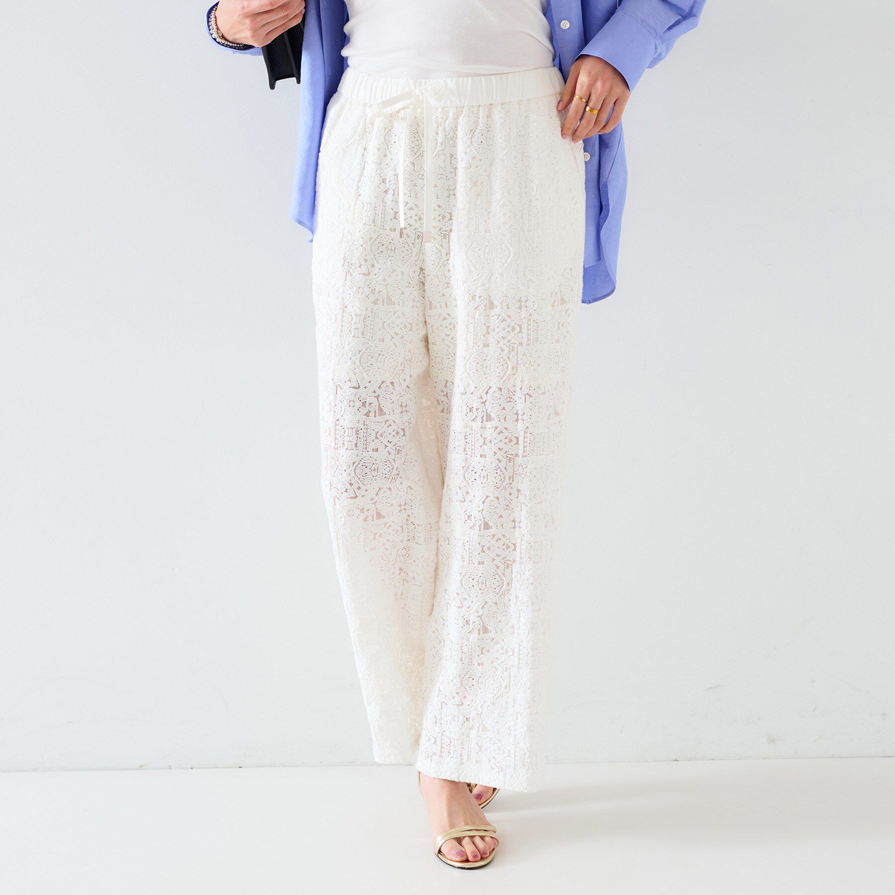 UNTITLED「【セットアップ可能/トレンド】クロシェ風レースワイドパンツ」|その他|