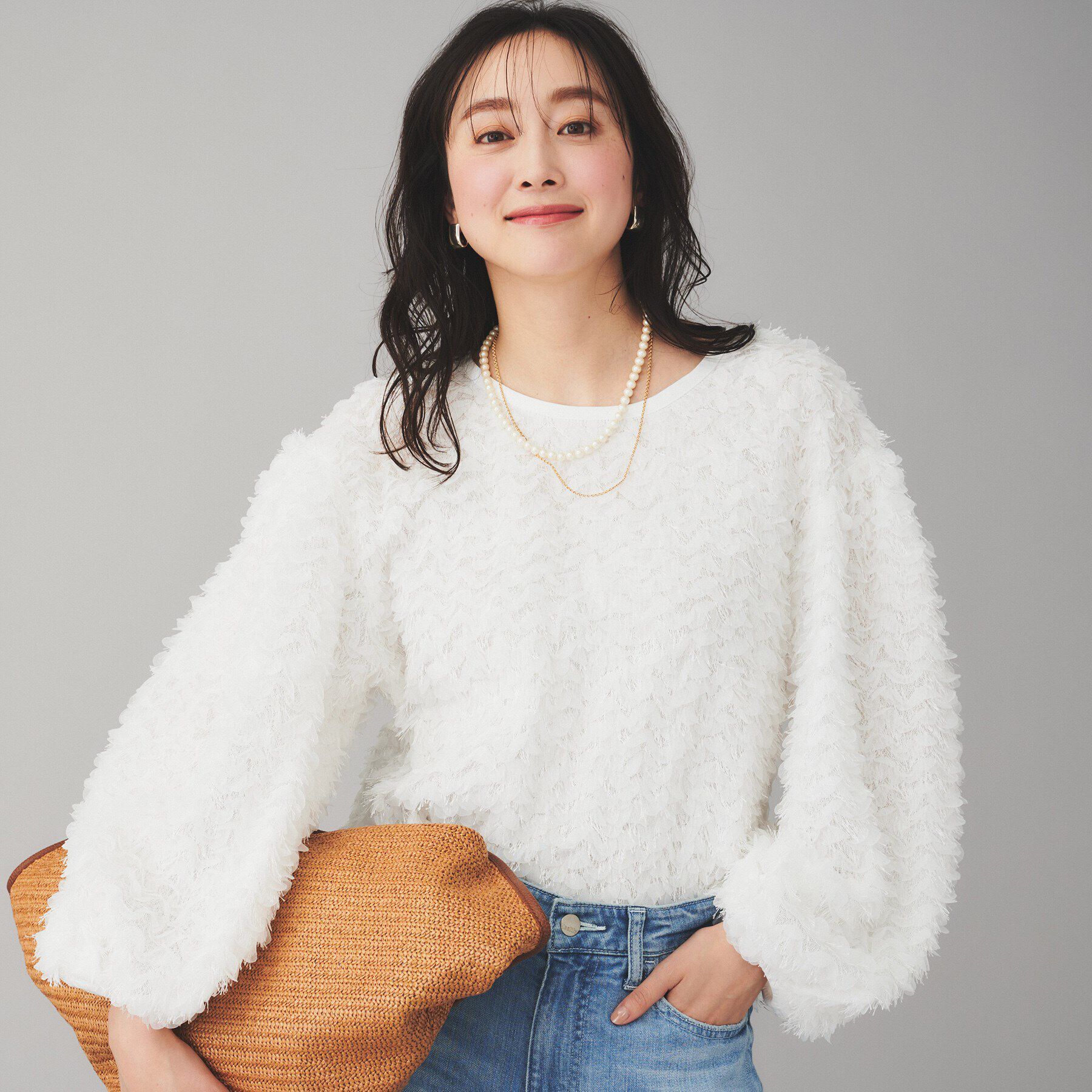 UNTITLED「【Mewl】ふわふわジャカードブラウス」|シャツ・ブラウス|